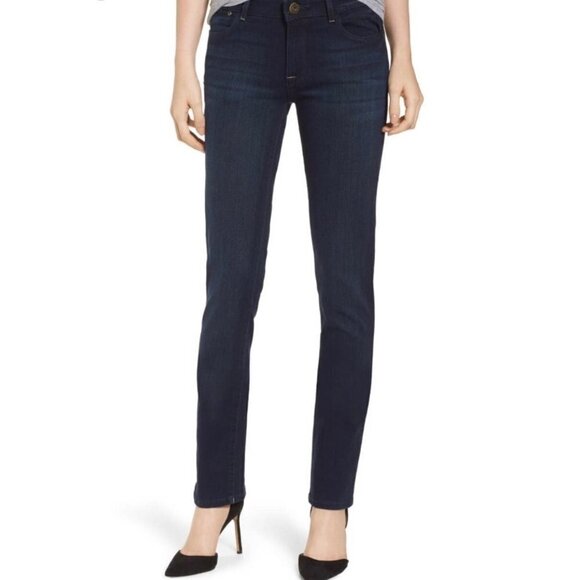 DL1961 Women NWT Dark Grace High-Rise Straight 4Way Stretch 360 Comfort Jeans 28 - Picture 1 of 12